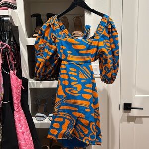 Multicolor open back mini dress